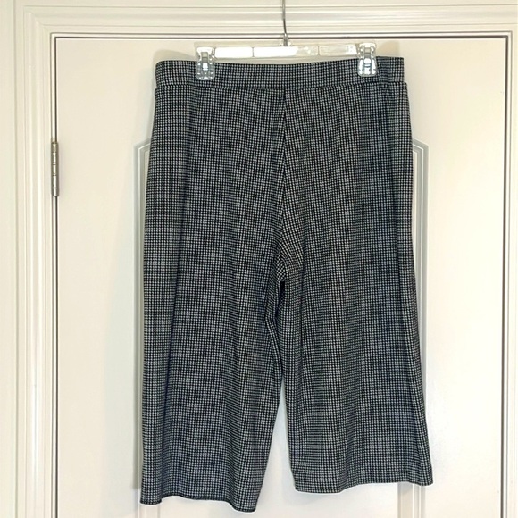 Serengeti Black & White Houndstooth Check Flowy Flare Leg Gaucho Pants Size XL - Picture 2 of 5